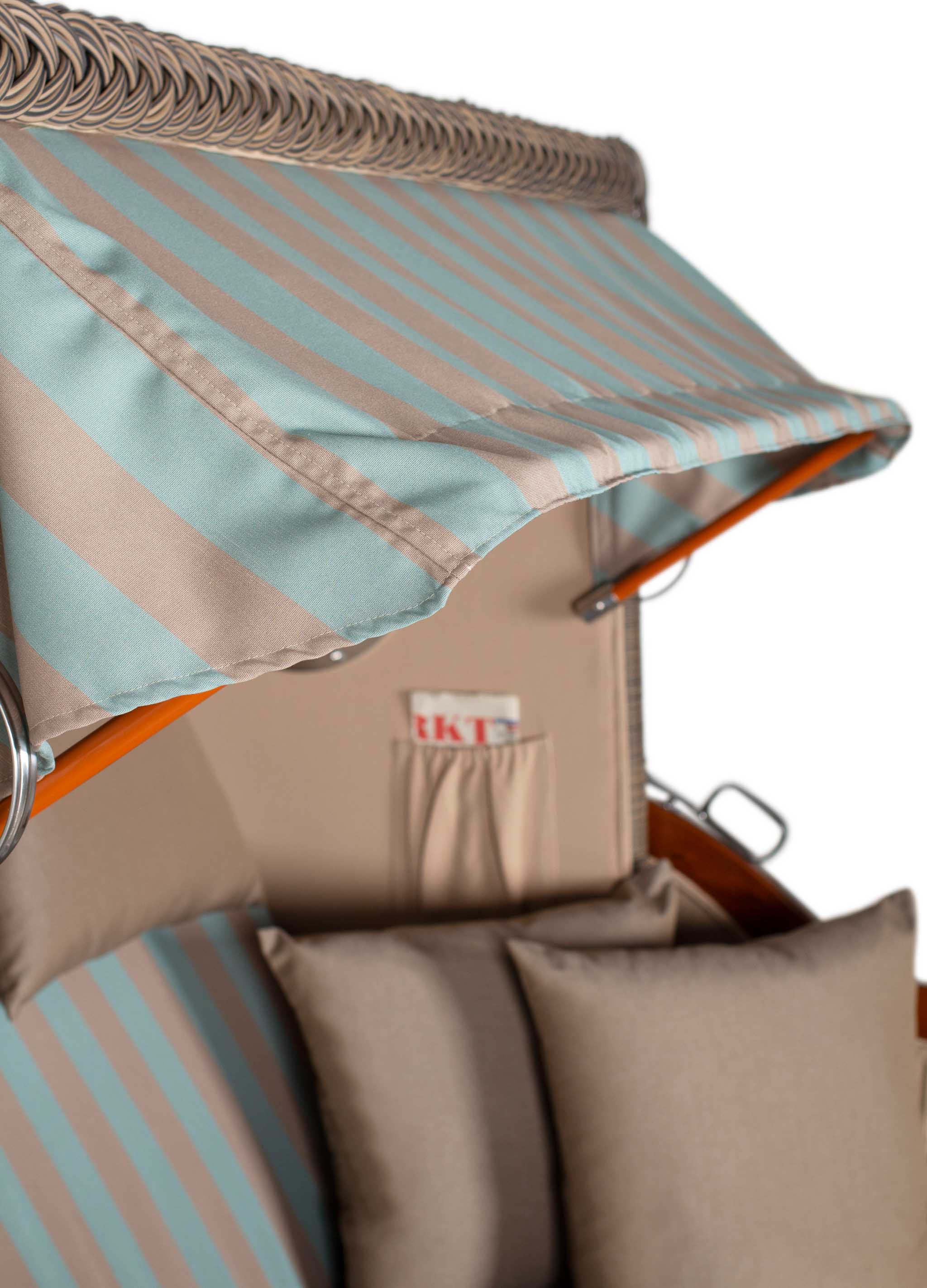 Strandkorb Rantum Bullauge Mahagoni PE Grey Dessin 520 Grau